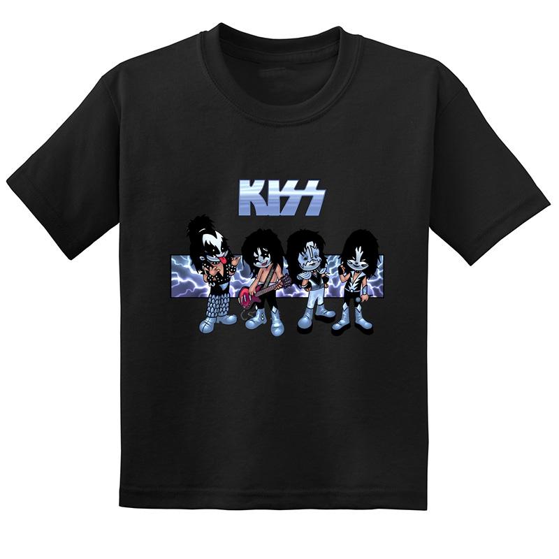 Детская футболка с принтом рок-группы Kiss и штурмовиков, для мальчиков и девочек, летняя детская хлопковая футболка с коротким рукавом.