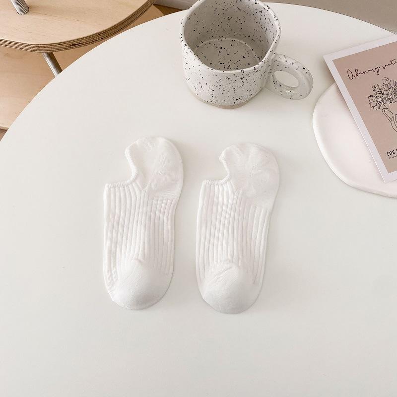 Double Needle Boat Socks Shallow Socks Candy Color Versatile Cotton Socks Trendy College Style Basics