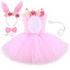 Girls Easter Bunny Costume Kids Cute Animal Pink Rabbit Tutu Princess Dress for Girls Halloween Birthday Party Flowers Tulle Dresses