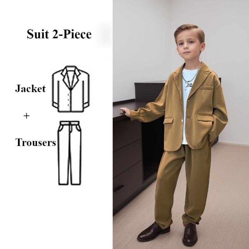 Стильный комплект блейзера для мальчиков, повседневные блейзеры, пиджаки, брюки, комплект из 2 предметов, школьные костюмы для выступлений, подростков, детей, наряды для свадебных вечеринок