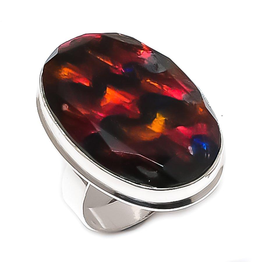 Ammolite Gemstone 925 Sterling Silver Jewelry Ring Size 10