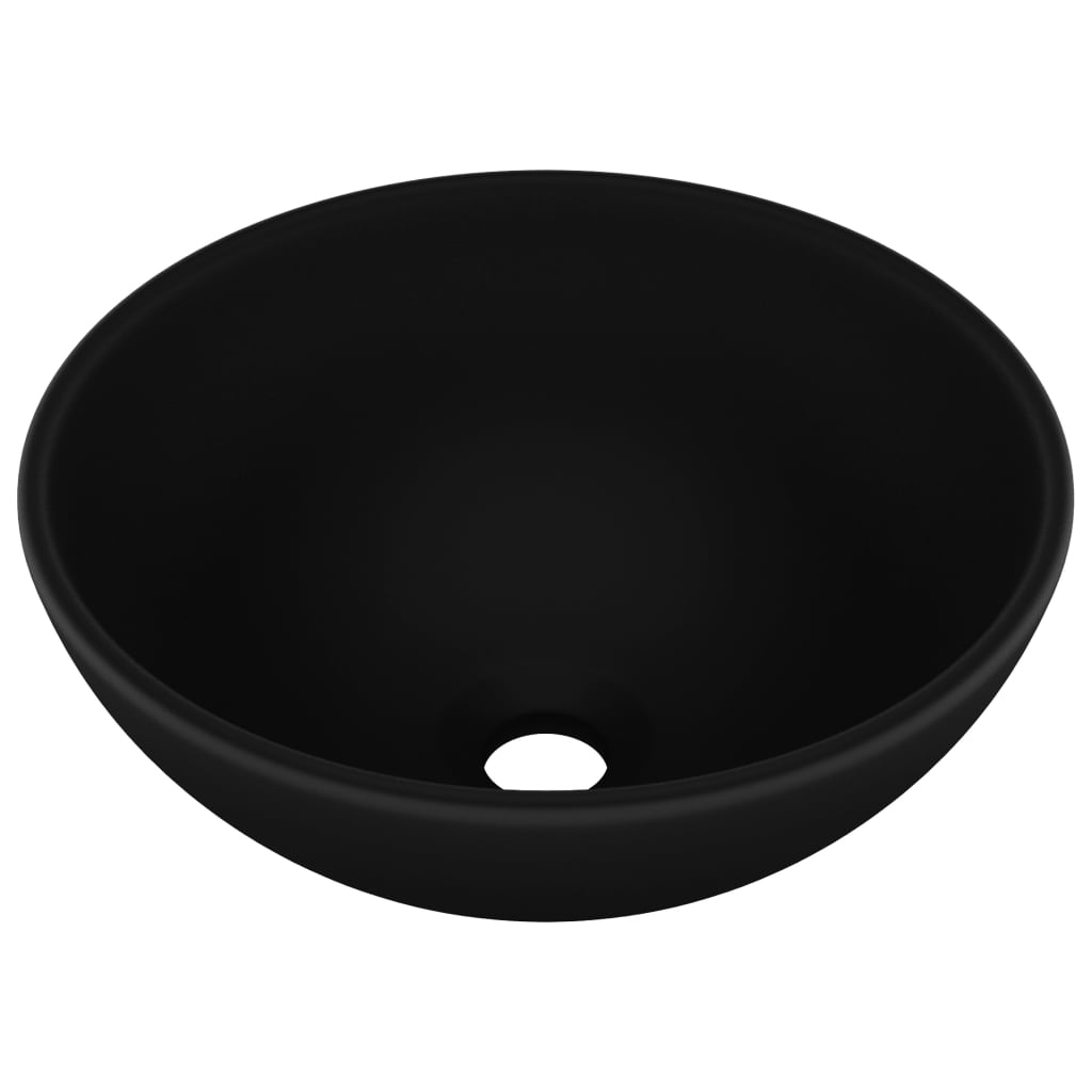 Luxury Round Wash Basin Matte Black 32.5 x 14 cm Ceramic