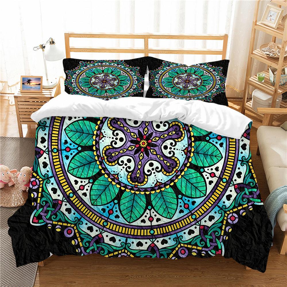 Комплект постельного белья для дома в богемном стиле с принтом дурмана, пододеяльник, наволочка, простыня/двуспальная кровать, 2/3 предмета, украшение для спальни