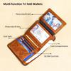 Genuine Leather Rfid Wallets for Men Vintage Thin Short Multi Function ID Credit Card Holder Money Bag with 2 ID Windows Gift for Him