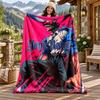 Chainsaw Man Custom Name Flannel Blanket Personalized Soft Warm Plush Throw Blanket Customized Gift for Family Friends