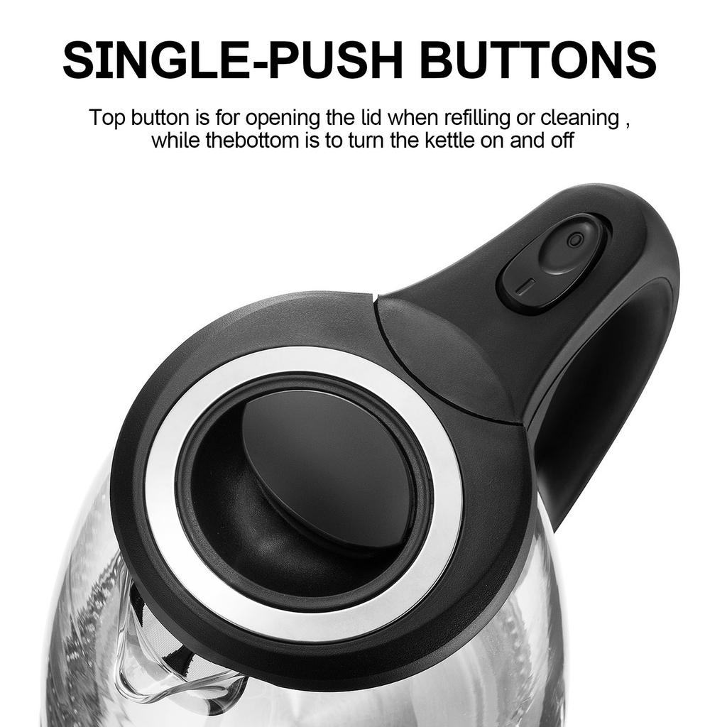 Портативный электрический стеклянный чайник объемом 1,7 л с синей светодиодной подсветкой и основанием из нержавеющей стали