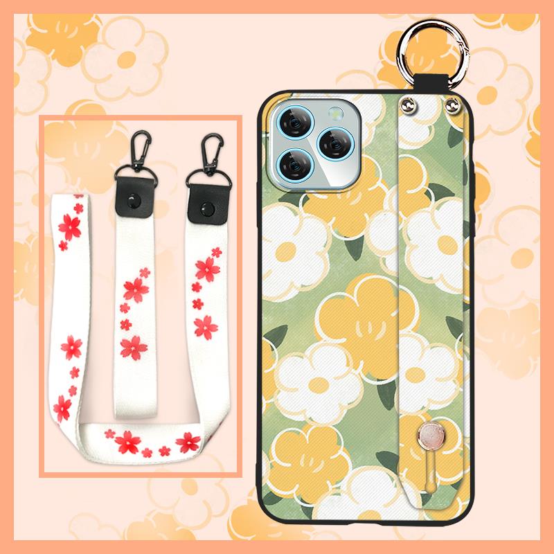 Soft case Oil Painting Phone Case For Blackview A95 Dirt-resistant Anti-dust Anti-knock Lanyard Flower Kickstand Durable