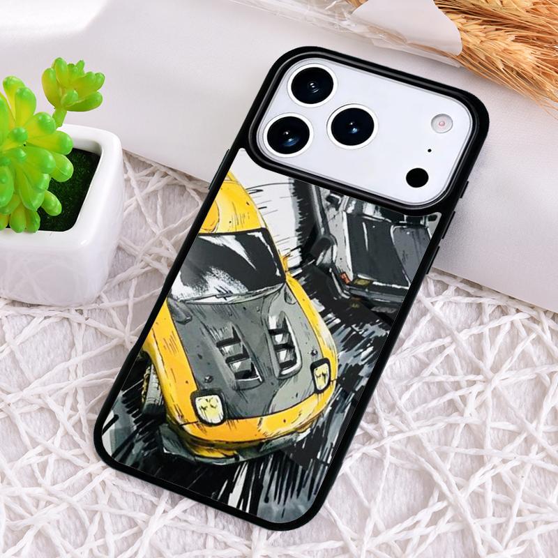 Initial D Drift soft Phone Case for iPhone 17 Air 16 15 11 12 14 13 Pro Max Shockproof Cover