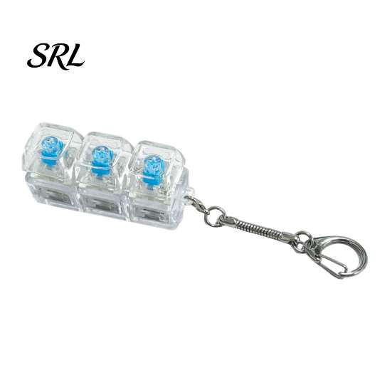 Mechanical Keyboard Keychain 2/3/4-Keys Fidget Toy with LED Light, Stress Relief Push Office Buster Button Finger Clicker, Pocket Size Illuminated