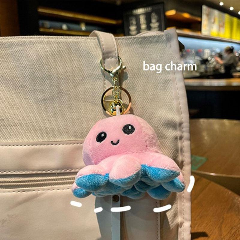 Двусторонний мультяшный осьминог, милый плюшевый брелок, подвеска на рюкзак, подвеска, плюшевая игрушка