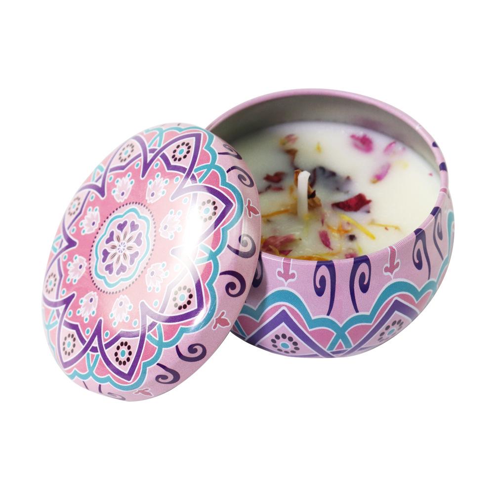 Six-Piece Soy Aromatherapy Candle Set - Long-Lasting Indoor Fragrance with Dried Flowers