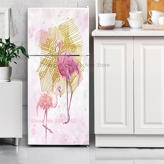 Наклейка на кухонный холодильник, виниловые обои на холодильник, полные покрытия, самоклеящаяся наклейка с цветком лотоса, морозильная камера, пленка, декор, плакат, наклейка