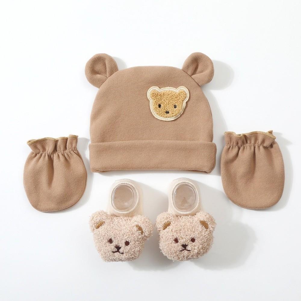 Warm Baby Hat Gloves Socks Set Breathable Infant Mittens Soft Newborn Hat Unisex
