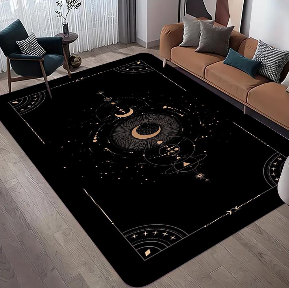 Dark Fantasy Star and Moon Tarot cards Carpet Gothic Decor Floor Mat for Bedroom Living Room Gothic Style Home Rug