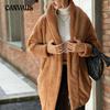Autumn and Winter Women's Coat Cardigan Casual Long Buttonless Solid Color Loose Lapel Coat