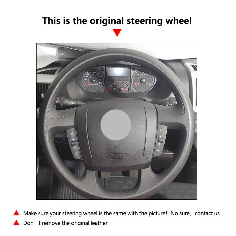 For Fiat Ducato 2006- Ram ProMaster 2017 2018 Car Accessories Microfiber Leather Steering Wheel Cover Trim