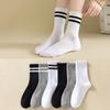 Male Spring and Summer Stripe Two Bar College Style Leisure Sports Tube Socks