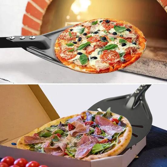 6-Inch Round Pizza Turning Peel Long Handle Non-stick Lightweight Perforated Anodized Aluminum Alloy Homemade Pizza Turner Spinner