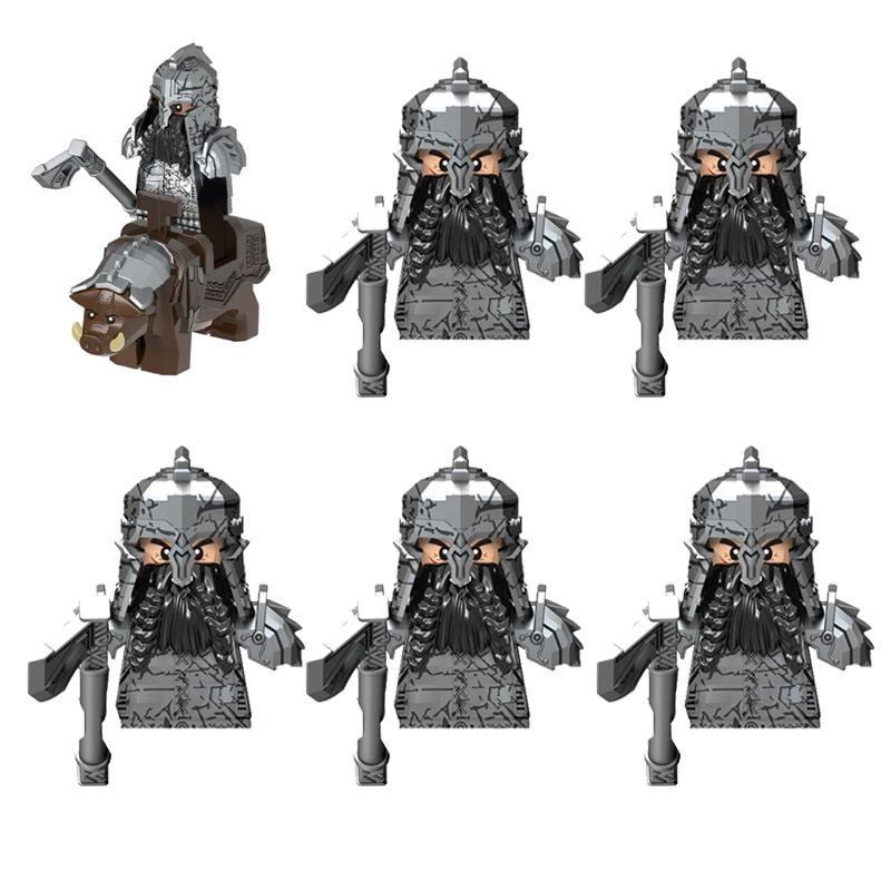 MOC Medieval Military Building Blocks Elven Warrior Orc Rohan Gondor Knight Character Set Animal Army Weapon Bow Crossbow Toy