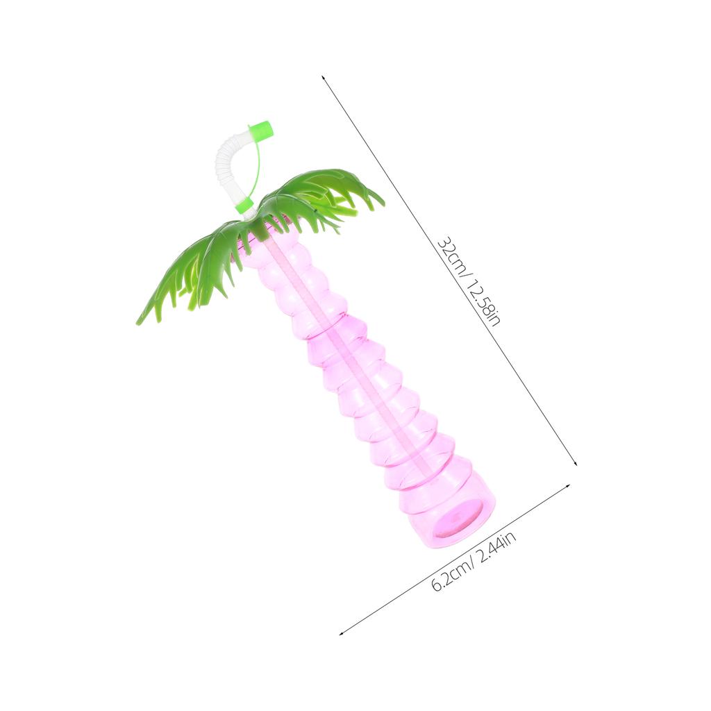 5 Pcs Coconut Drink Cup Birthday Party Cups Water Straw Tree Tropical Bottle Palm Table