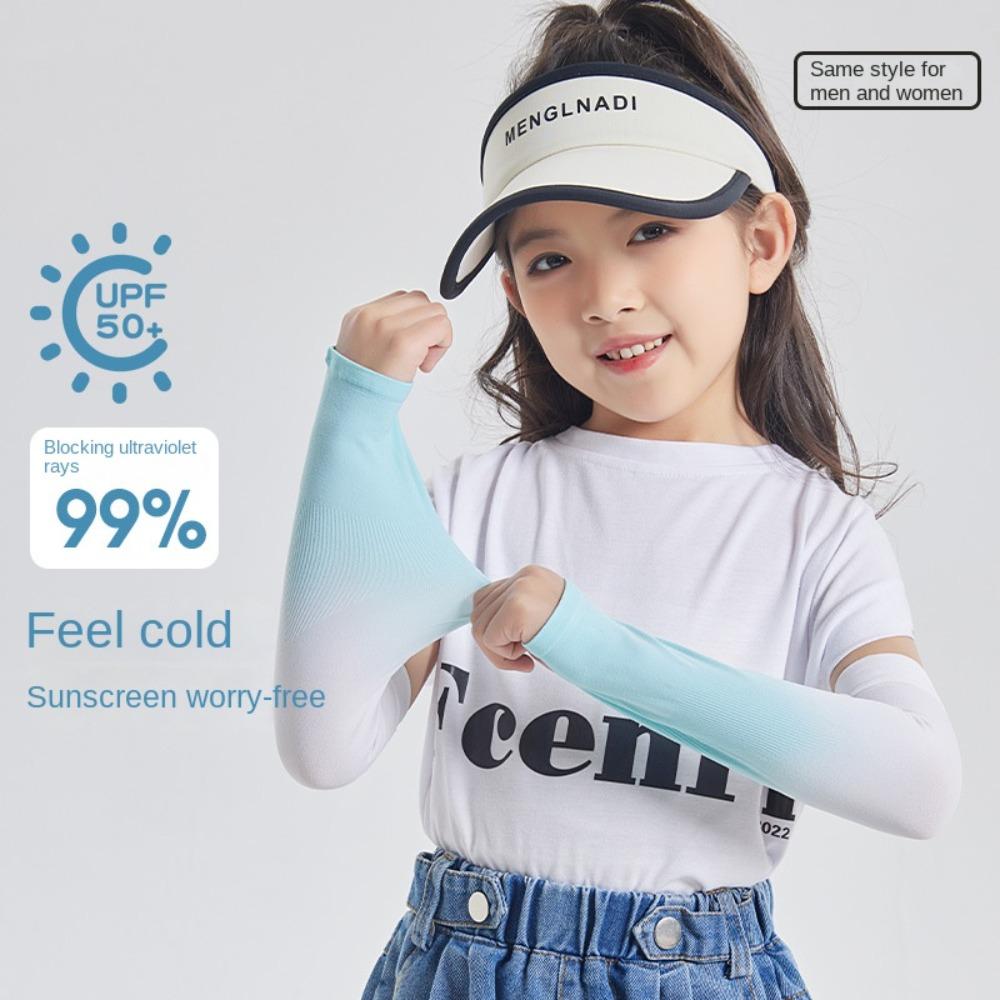 Polyester Ice Silk Arm Sleeves Elastic Sun Protection Arm Cover Gradient Color Sleeve  Driving