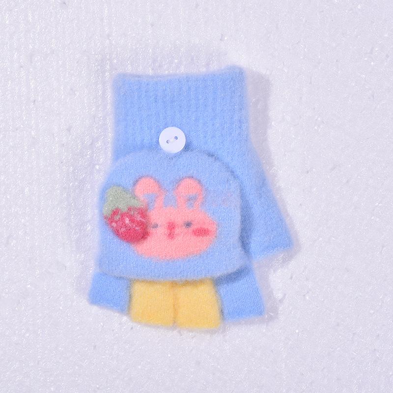 Студенческие зимние теплые перчатки с открытыми пальцами, флисовые утолщенные мужские и женские перчатки для письма, мультяшные милые вязаные перчатки без пальцев с откидным верхом