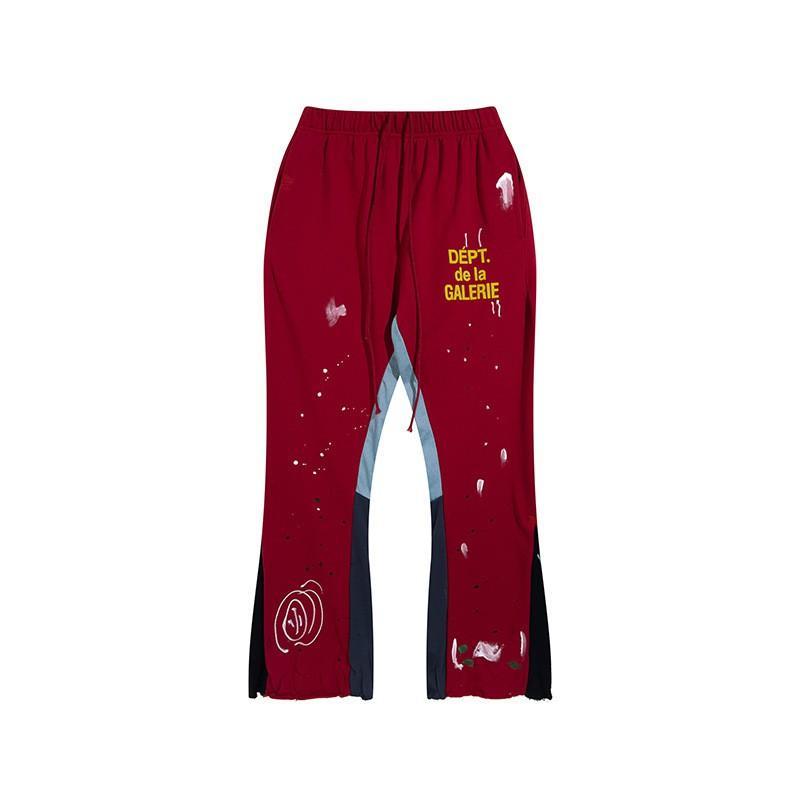 Mens Oversized Cotton Jogger Pants With Hand-Painted Splatter Print Relaxed Fit Straight Leg Wear