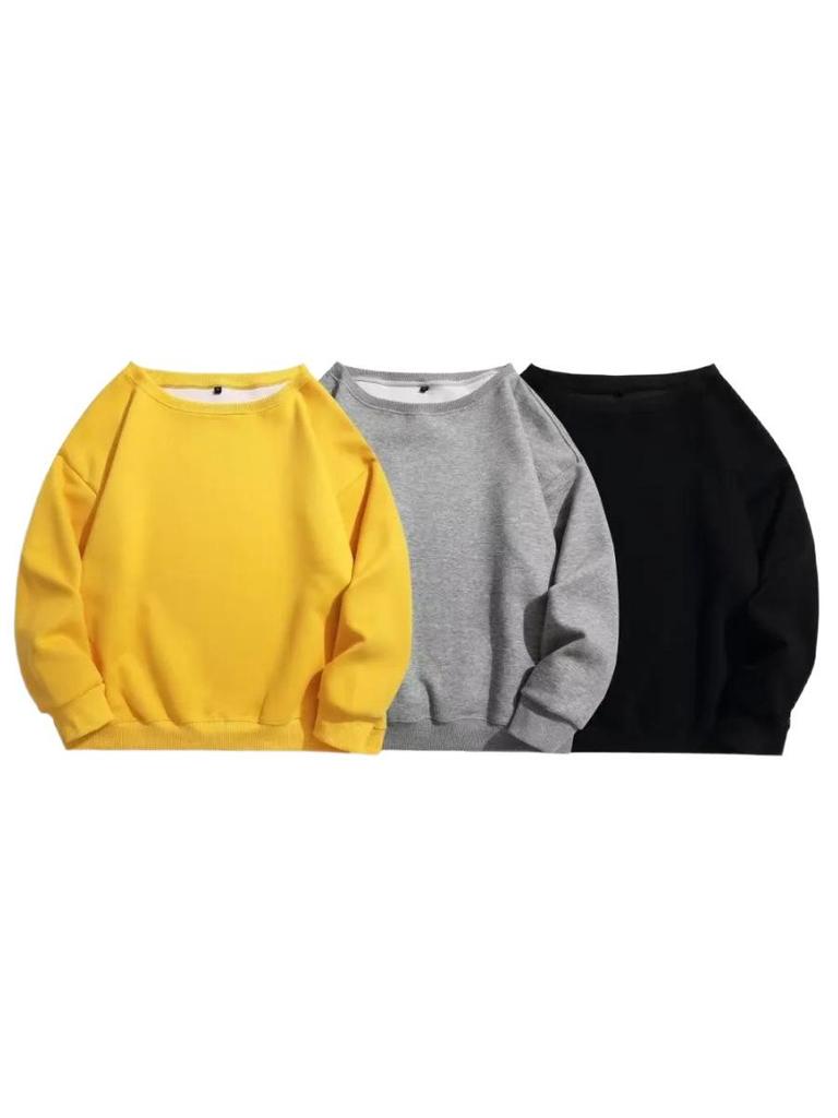 Модный женский свитшот с опущенными плечами - 2025 Huamian, с круглым вырезом, 320 г, свободный крой, пуловер, модная верхняя одежда