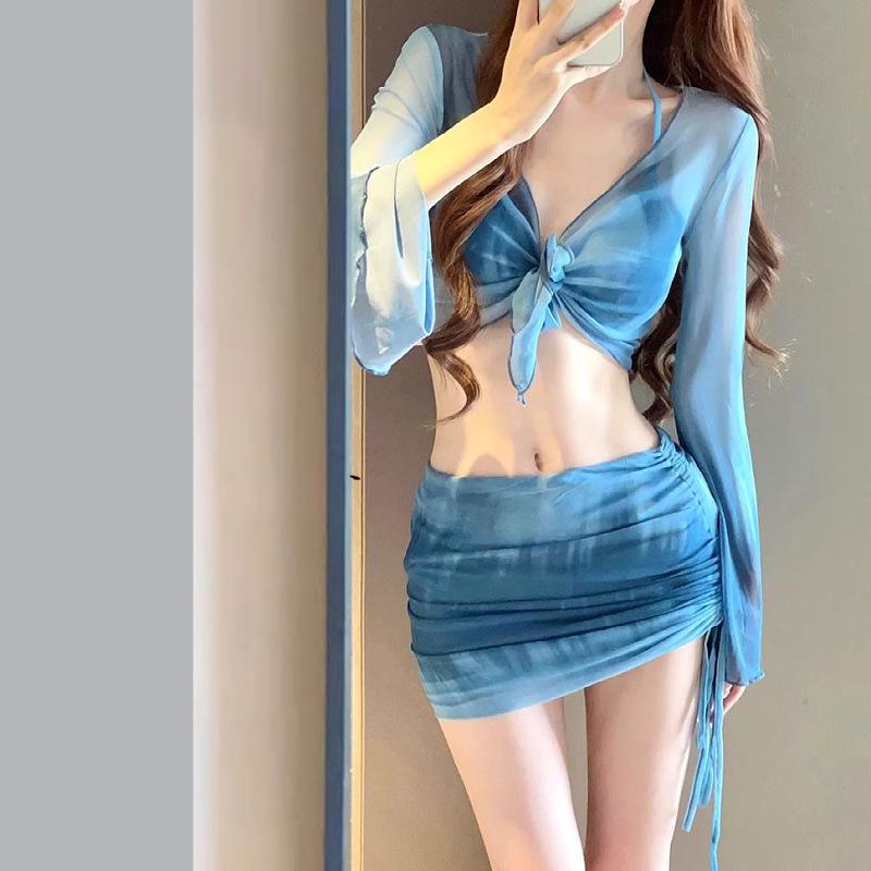 Женский консервативный стройнящий комплект бикини - 4-piece купальный костюм для горячих источников для студентов (Маленькая грудь) - Обещание 53223