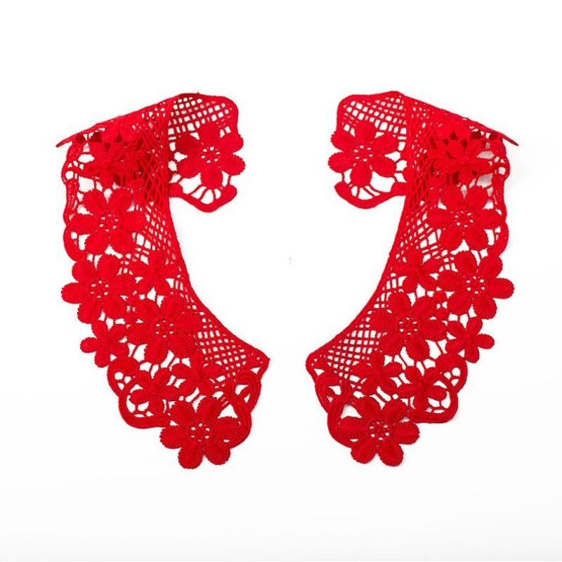 1 Pair Embroidery Cotton Lace Fabric Neckline Collar Trim Craft Ribbon DIY Sewing Collar Guipure Applique Wedding Decor