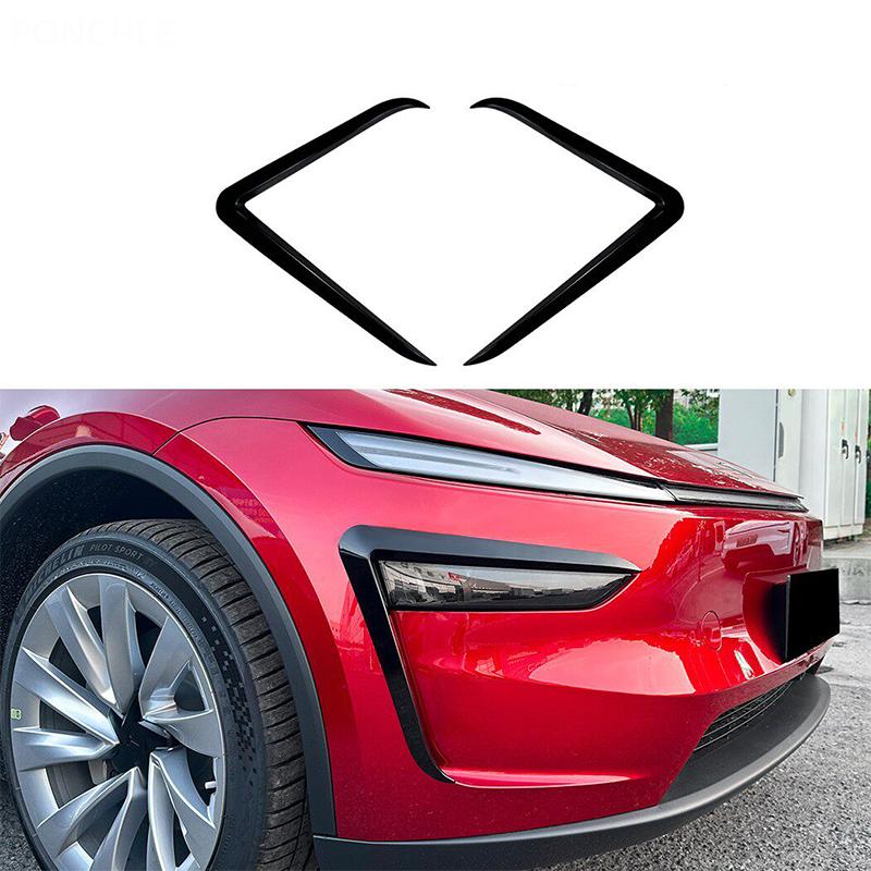 For Tesla Model YL 2025-2027 The Front Fog Light Housing Aerodynamic Airfoil Blade Car Body Sticker Automobile Supplies
