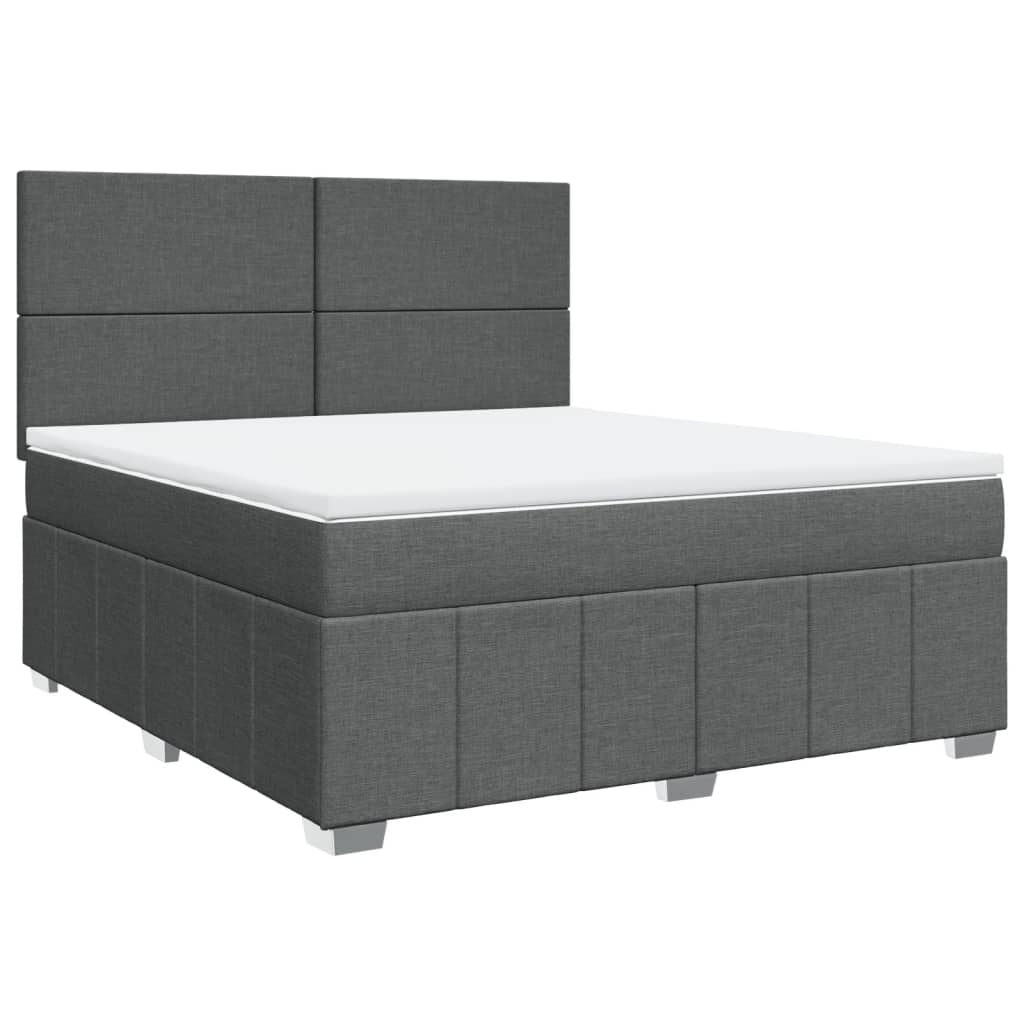 Box Spring Bed with Mattress Dark Grey 180 x 200 cm Fabric
