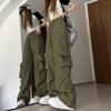 Новые Ретро Рабочие Повседневные Брюки Женские С Высокой Талией Прямые Широкие Длинные Брюки Модные Свободные Брюки в Пол