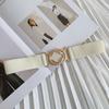 Elegant Korean Style Women's Metal Buckle Belt With Elastic Slimming Waist Design For Dresses