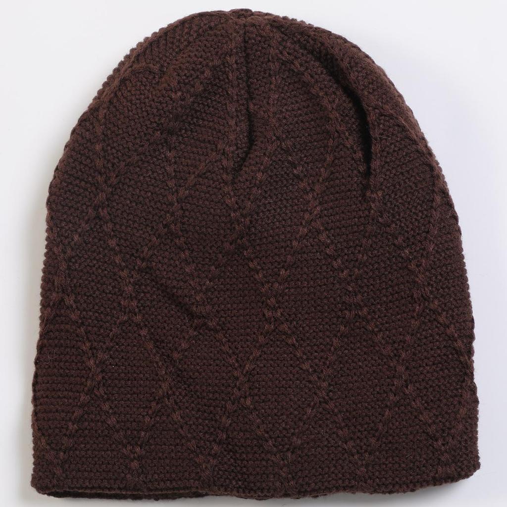 New Women's Knitted Pullover Hat Solid Color Mesh Diamond Plush Wool Cap Autumn Winter Ear Protection Pile Cap