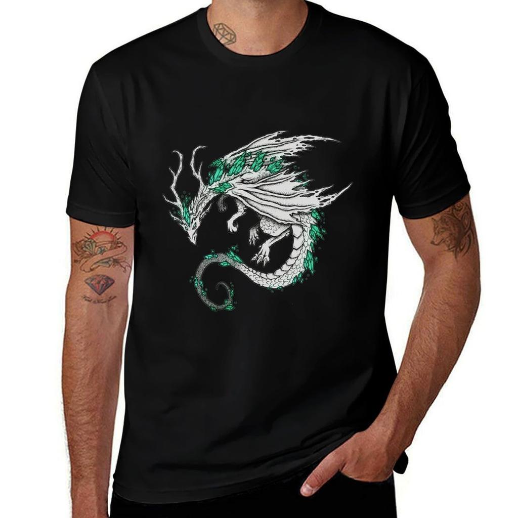 Emerald Dragon Tshirt Basic Solid Color Casual Tee Shirt