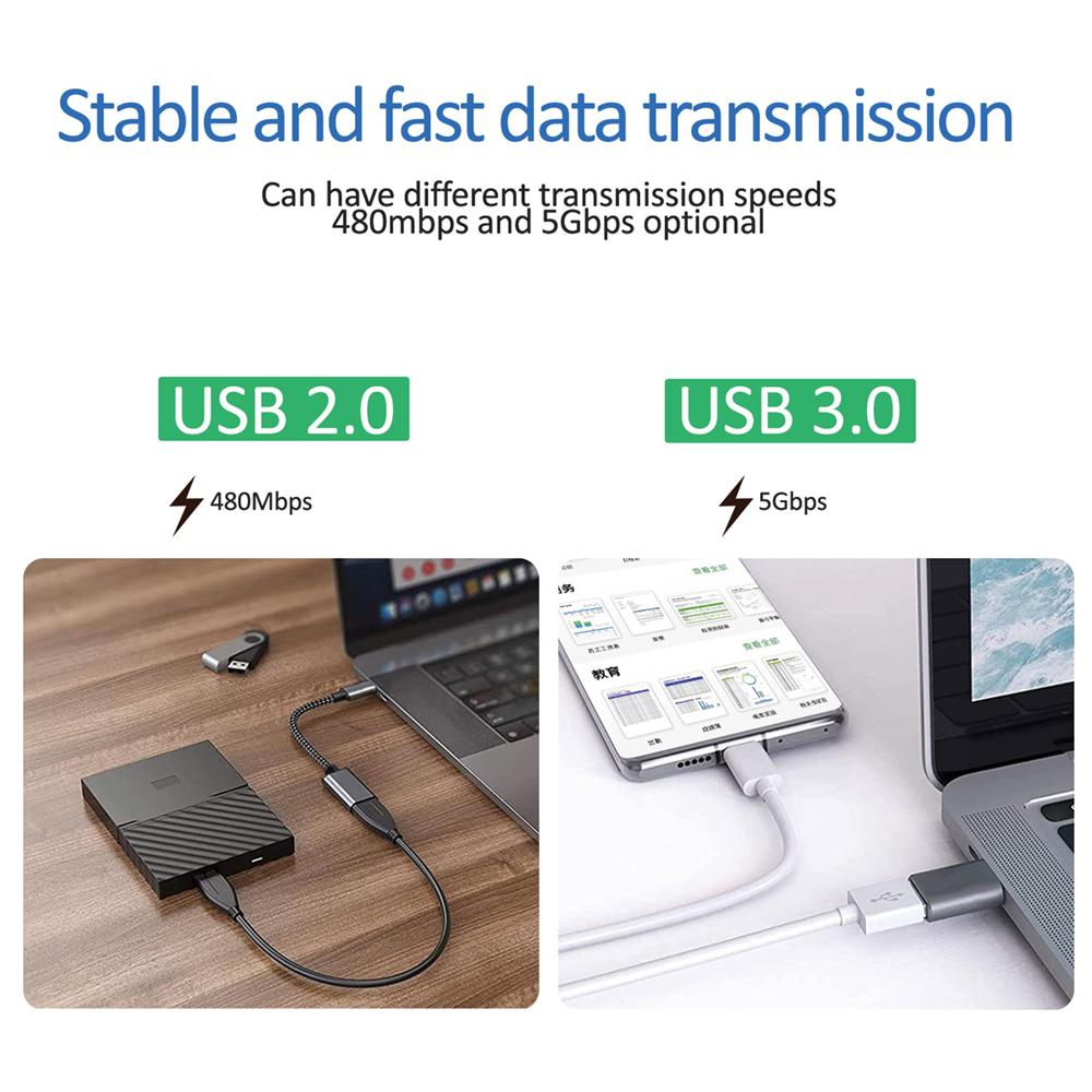 Алюминиевый кабель-адаптер OTG Type C - USB 3.0 Кабель-конвертер OTG USB C Male - USB 3.0 Female для iPhone Samsung