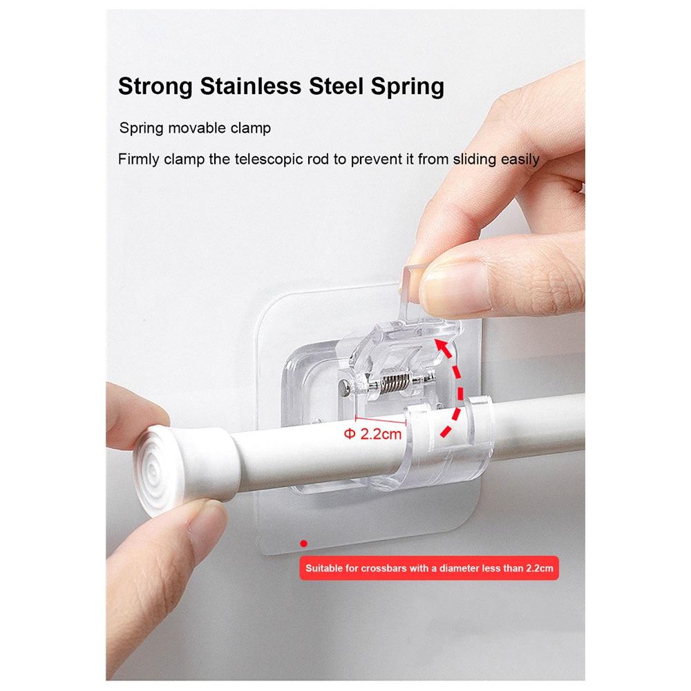 Silicone World 4PCS Self Adhesive Hooks Punch-free Curtain Rod Clip Hook Telescopic Rod Holder Fixed Clip Hanging Hook Holder