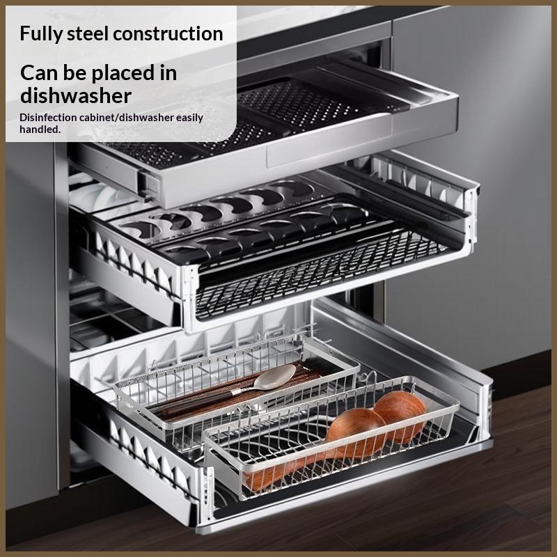 Waterproof Oil-proof Stainless Steel Utensil Drying Basket Cutlery Storage Holder Drawer Organizer for Commercial Home Kitchen