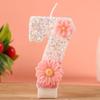 Pink Flower Number Candles for Birthday Cake Decoration Party Supplies