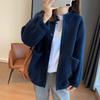 Женский oversized флисовый кардиган на пуговицах, свободный, с длинным рукавом, повседневный, теплый, верхняя одежда, осень, зима