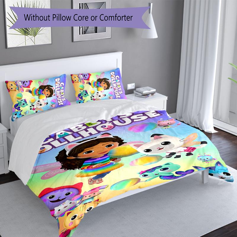 3pcs Gabby's Dollhouse2 pattern bedding set duvet cover set includes duvet cover &pillowcases, perfect all season bedroom decoration & gift