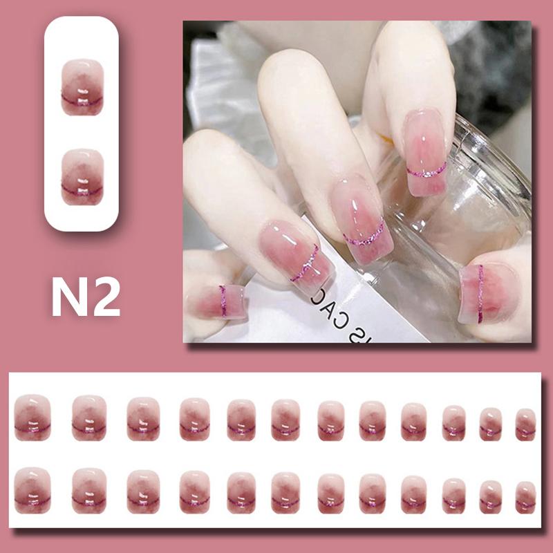 24 шт. французских накладных ногтей в милом стиле, водонепроницаемые, накладные ногти, полное покрытие, аксессуары для накладных ногтей