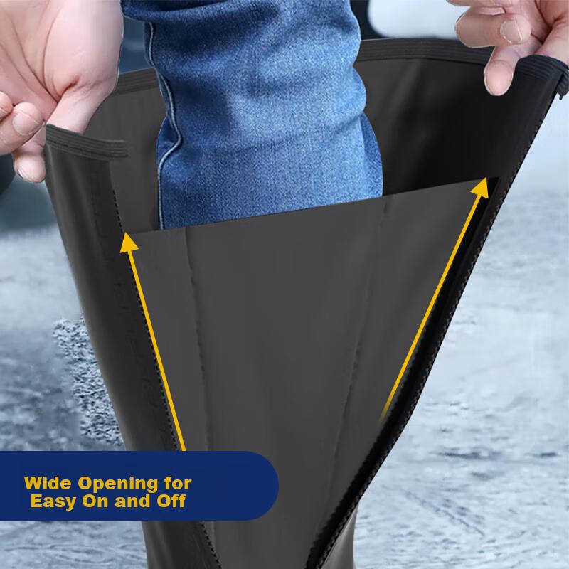Rain Shoe Covers, Waterproof And Rainproof, Thickened Wear-Resistant, Non-Slip, Portable Rain Boot Covers for Adults, Black High-Top XL Size