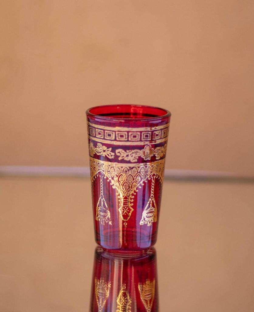 Moroccan Multicolored Tea Glasses – 180ml (6.3 FL OZ) – Hand-Painted, Set of 6 – Perfect for Candles, Party Favors, or Decorative Vases