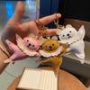 Patchwork PU Bear Pendant Animal Car Keyring Creative Ballet Bear Keychain  Girl/Boy