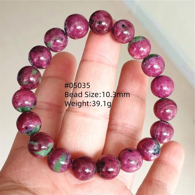 Natural Ruby Round Beads Tungsten Classic Strand Bracelet Jewelry Rare Red Watermelon Ruby Zoisite Unisex Party AAAAAAA