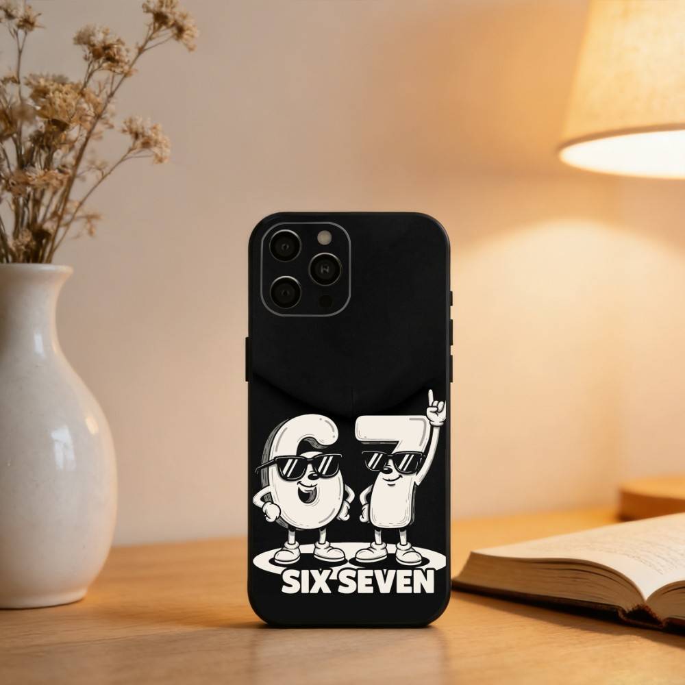 67 S-Six S-Seven Чехол для телефона для iPhone 17,16,15,14,13,12,11 Plus,Pro Max,XS,Мягкий силиконовый черный чехол