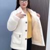 Женское шерстяное пальто из ягнятины, средней длины, с мехом, на бархатной подкладке, для осени и зимы