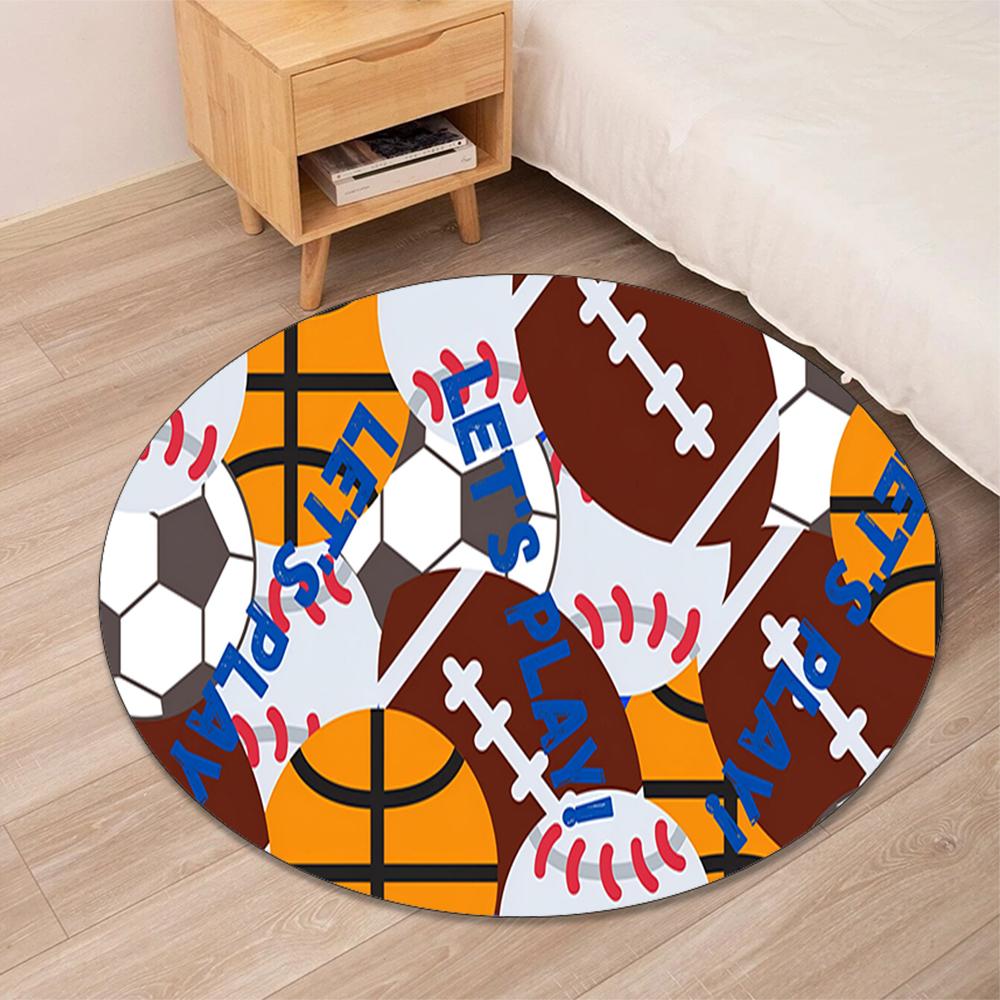 ball sports Printed Round Rug Carpet Chair Rug Area Rug Entryway Doormats,for Office Chair Living Room Bedroom Kitchen Room.